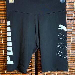 Puma Black Logo Biker Shorts Tight Fit NWT Size Small